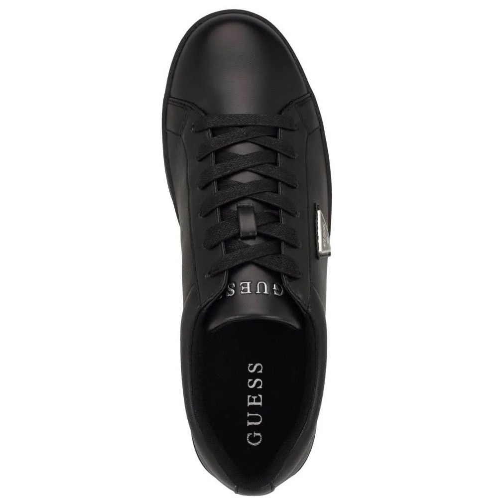 Guess Lacket Mens Black Faux Leather Low Top Sneakers Size 10 M NEW - Picture 12 of 12
